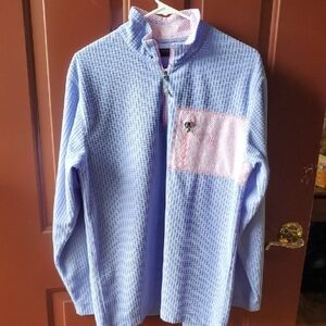 Southern Marsh FIELDTEC DUNE Blue and Pink Casual Quarter-Zip Hoodie